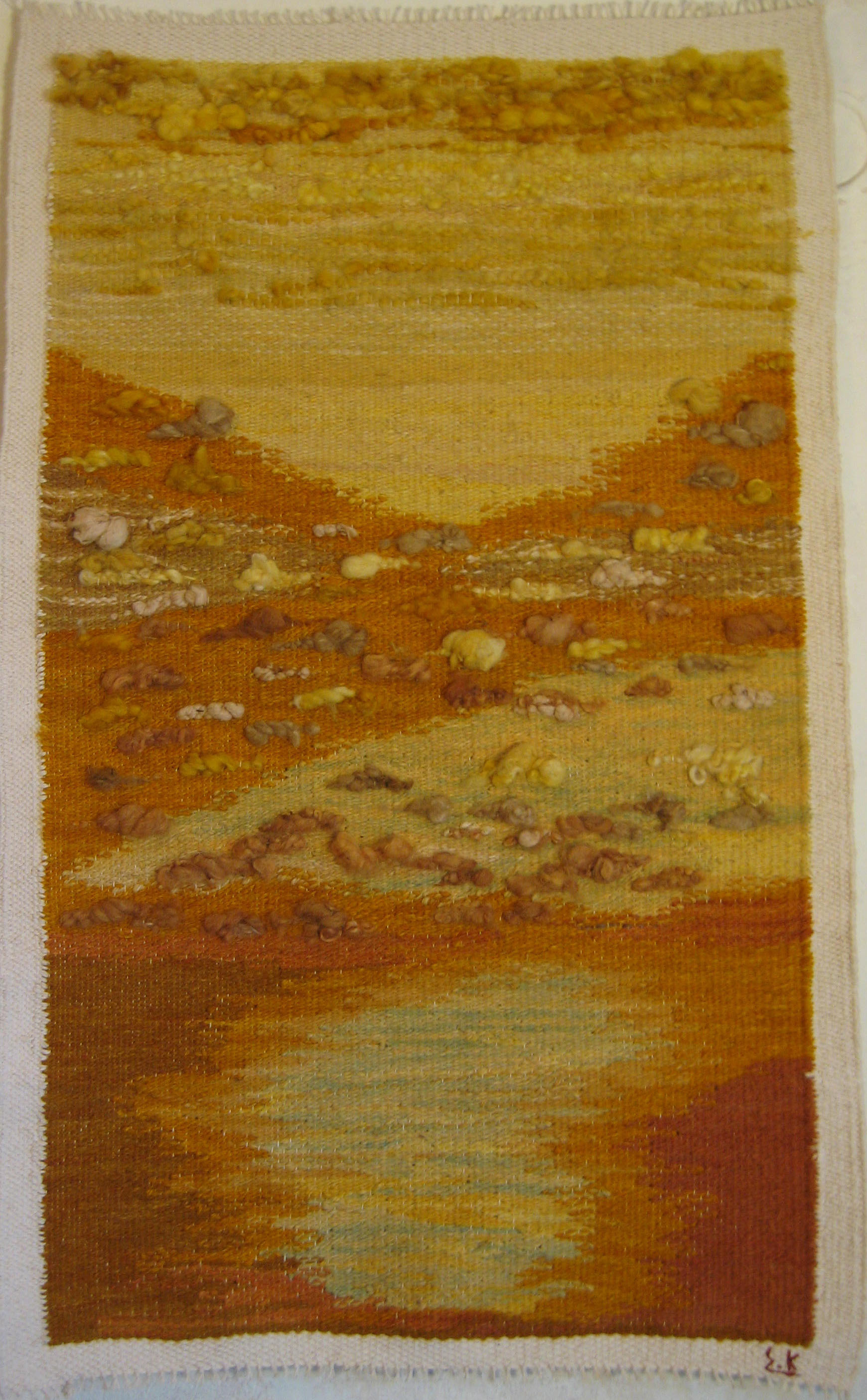 Tapestry from natural golden marguerite and spartium dyes