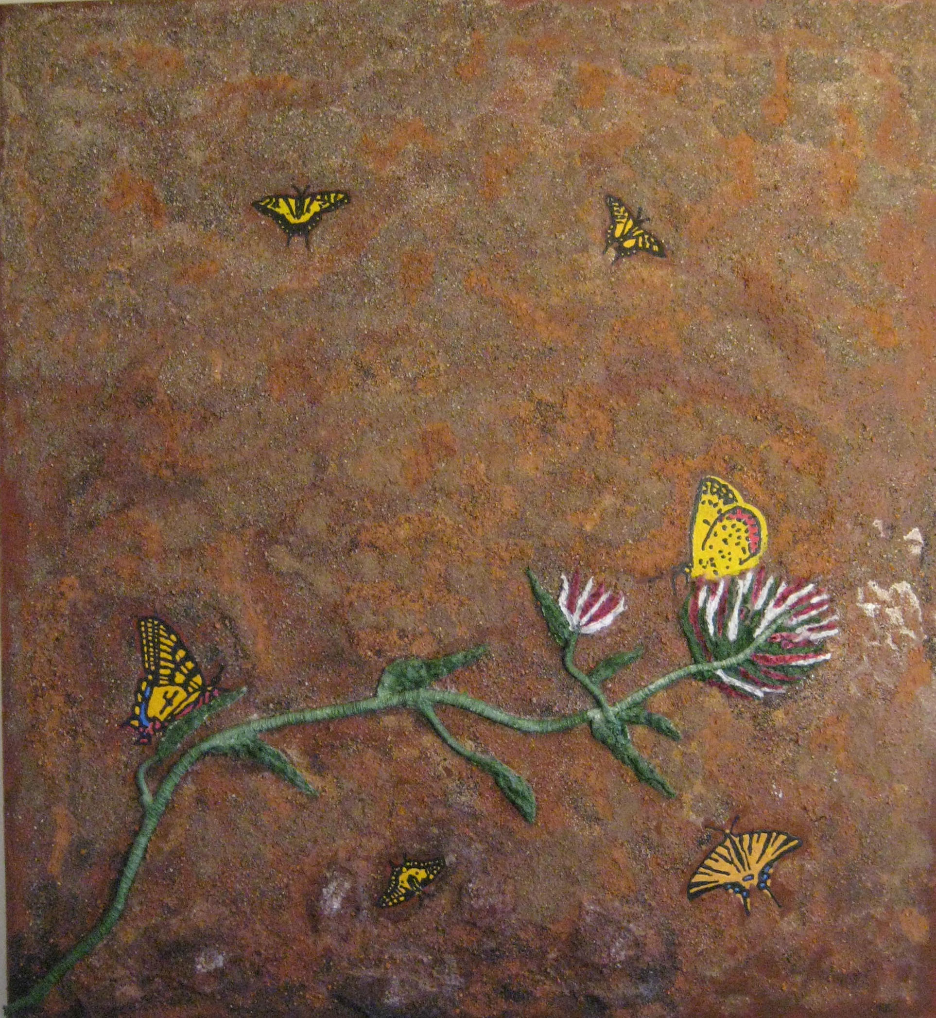 Κίτρινες πεταλούδες σε καφέ φόντο 120χ110